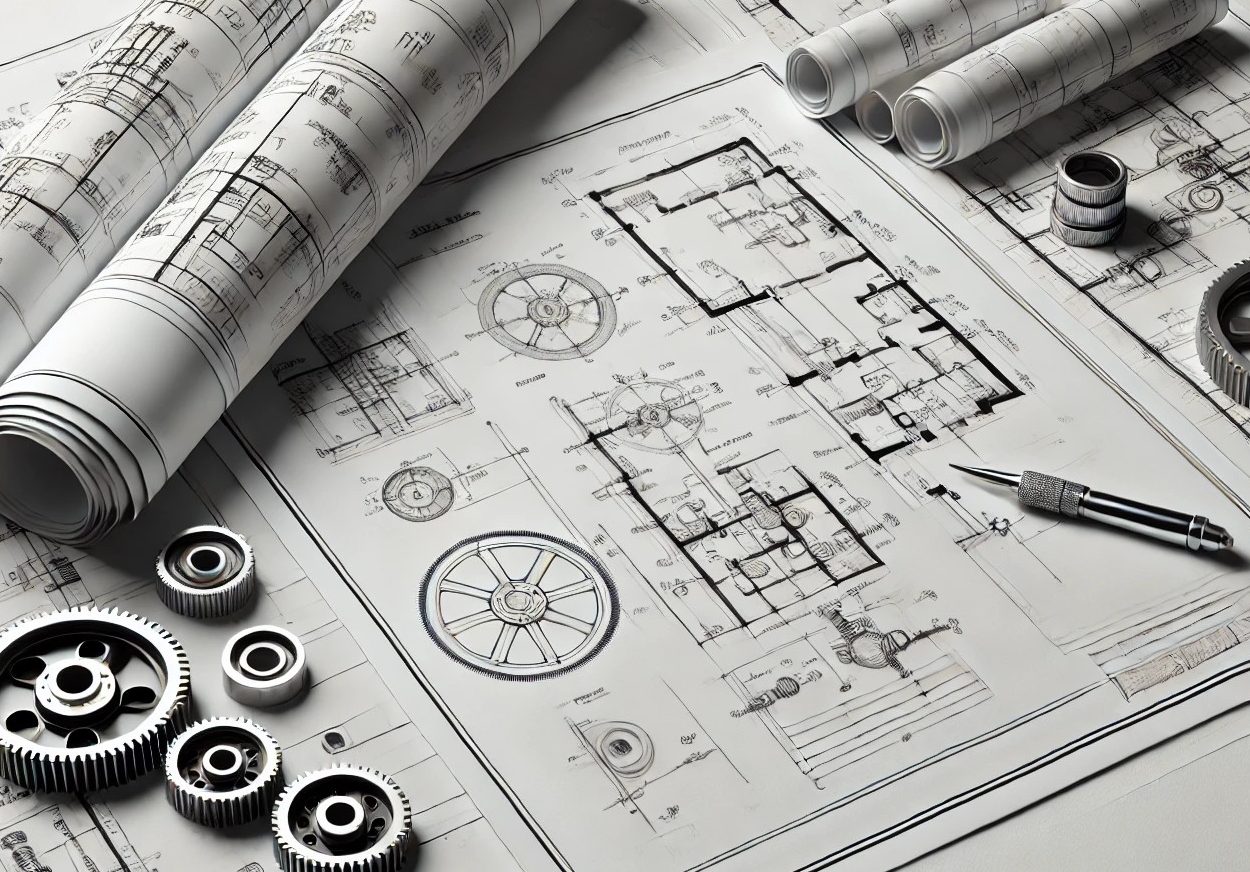 DALL·E 2025-02-19 19.37.34 - A realistic and minimalistic blueprint-style background in landscape format. The design features a white background with clean black technical enginee